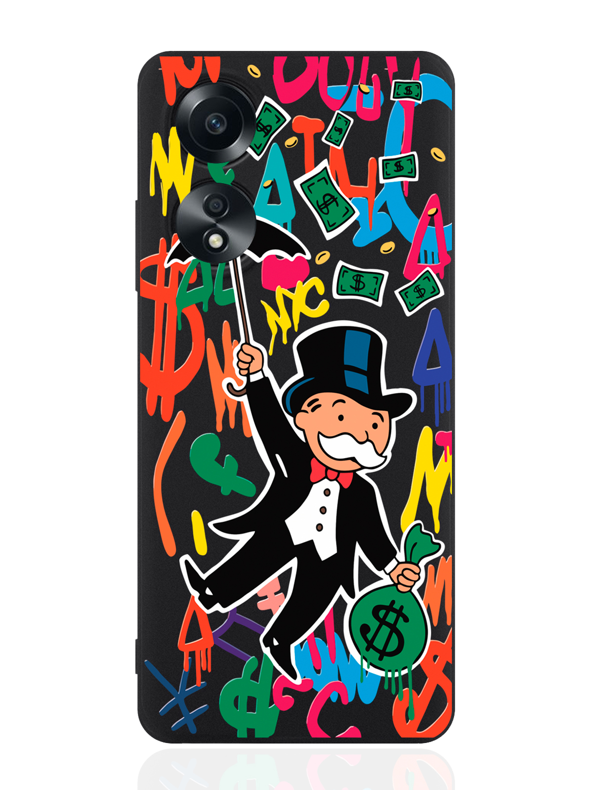 

Чехол для смартфона Oppo A58 4G Rich uncle PennyBags/ Богатенький дядюшка толстосум, Оранжевый;черный, Oppo A58 4G