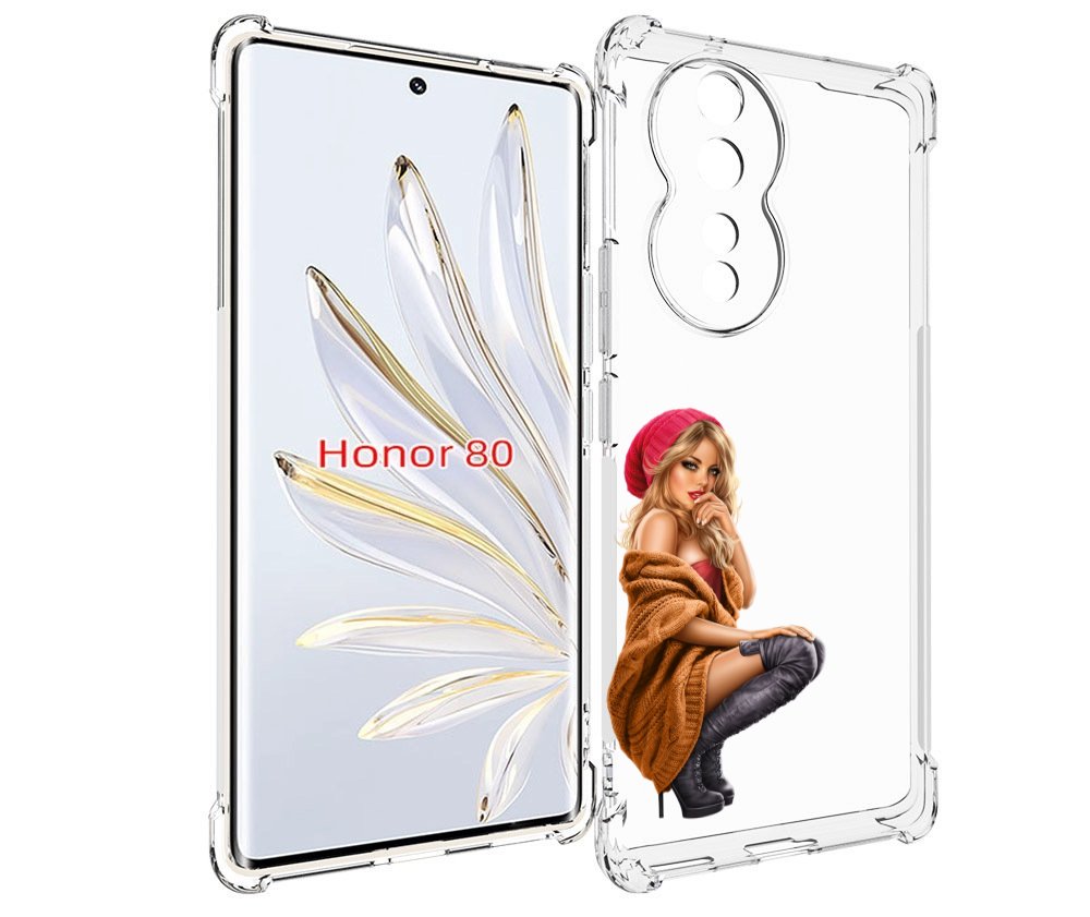 Чехол MyPads девушка-в-коричневом-свитере для Honor 80