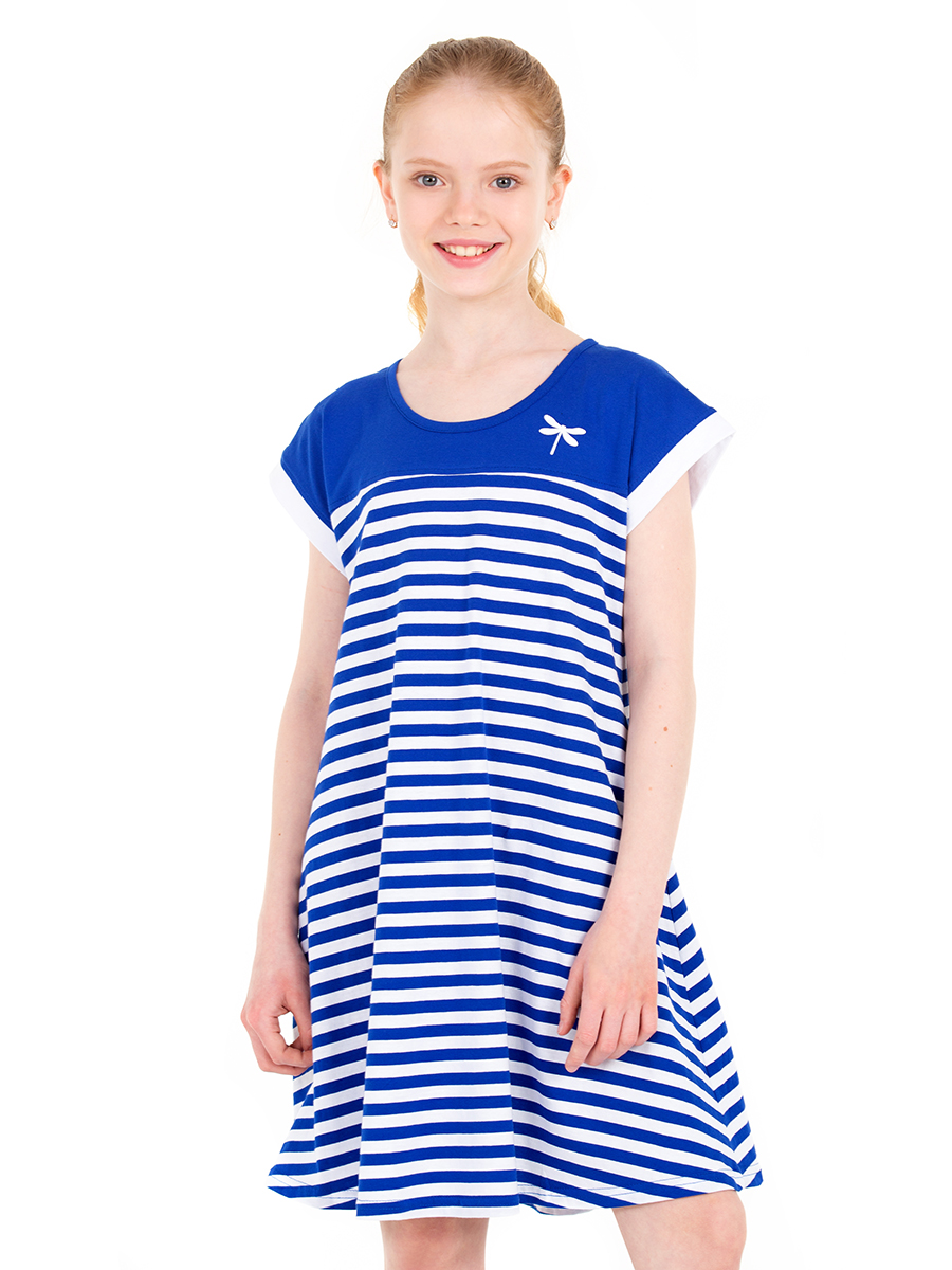 Платье детское N.O.A. 11524, синий белый, 158