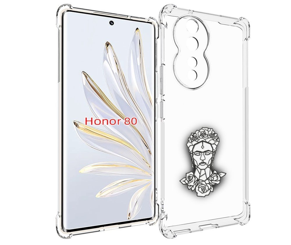 

Чехол MyPads девушка с цветами с гранями женский для Honor 80, Прозрачный, Tocco