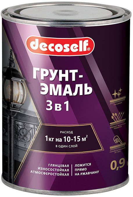 DECOSELF грунт-эмаль 3 в1 зеленая 0,9кг глянцевая