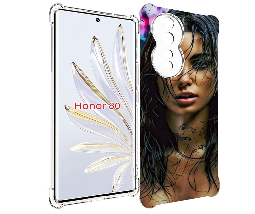 

Чехол MyPads девушка с мокрыми волосами женский для Honor 80, Прозрачный, Tocco