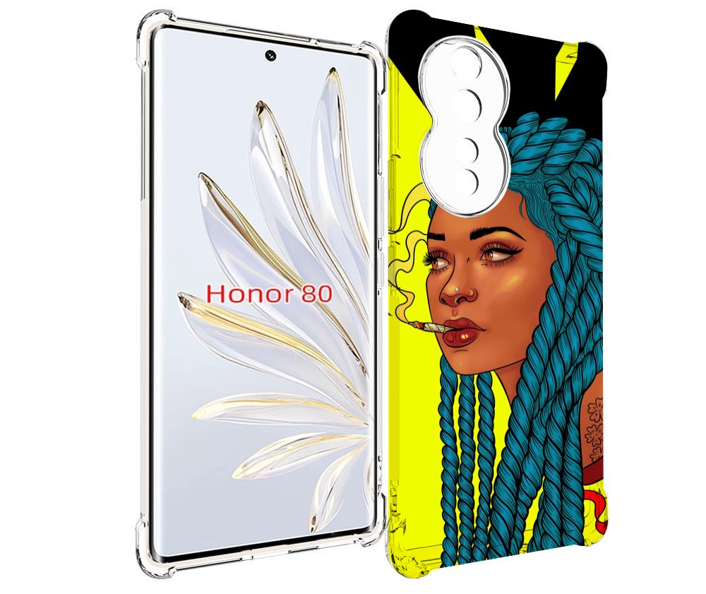 

Чехол MyPads девушка с запутанными волосами синий женский для Honor 80, Прозрачный, Tocco