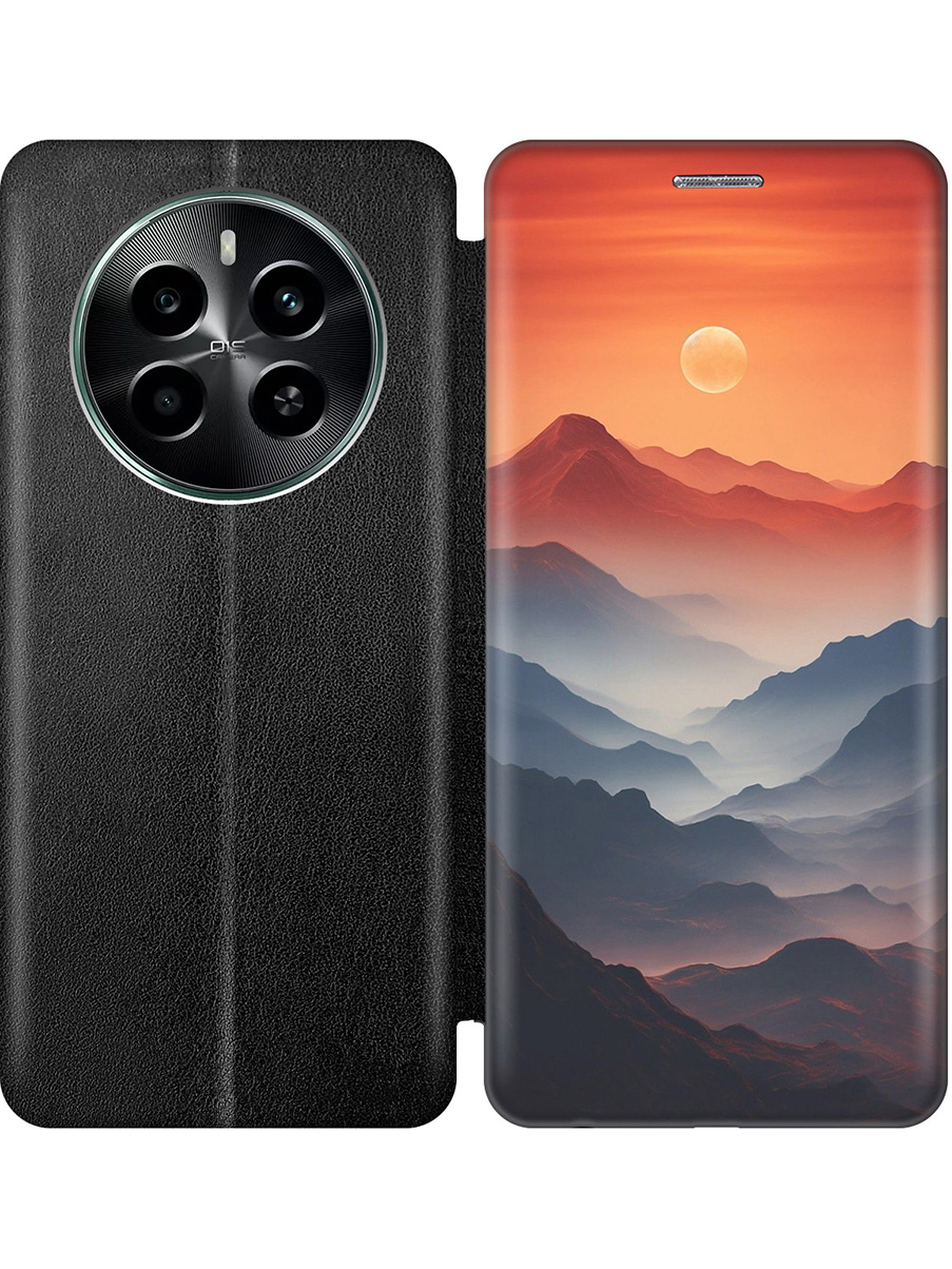 

Чехол-книжка на Realme 12 4g с принтом "Луна над горами" черный, Черный;оранжевый, 783982041