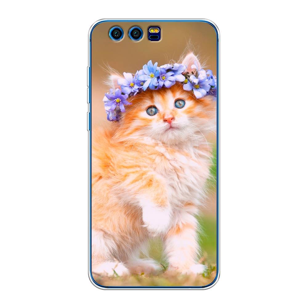 

Чехол Awog на Honor 9 "Рыжий кот в венке", Разноцветный, 62450-1