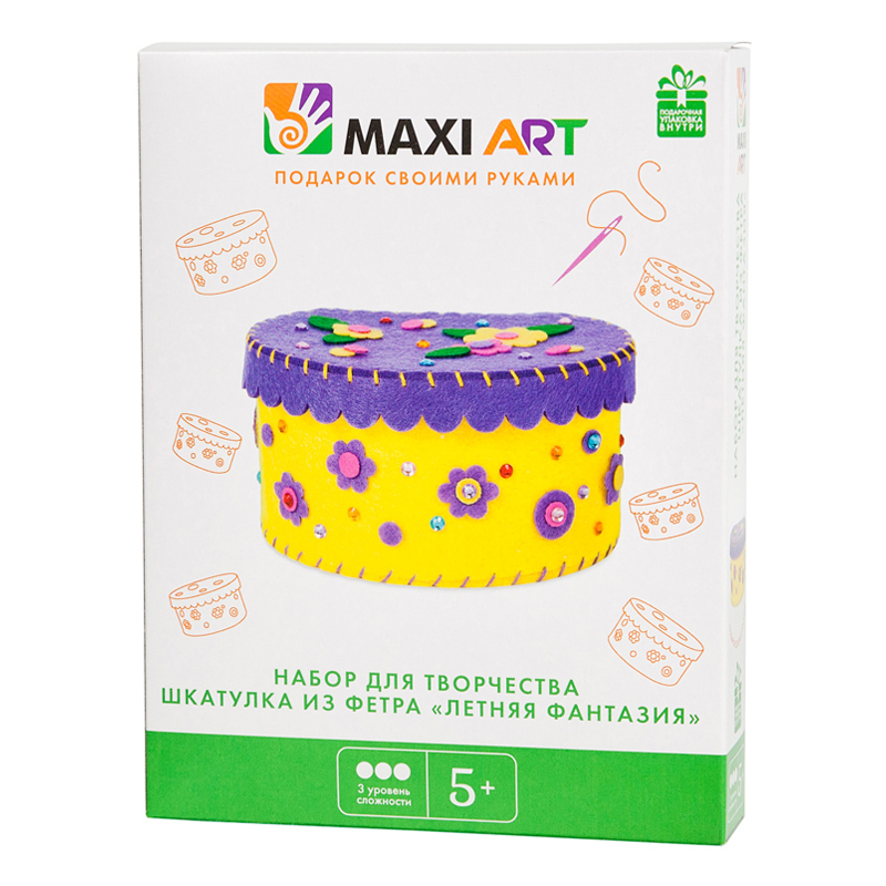 Набор для Творчества Maxi Art, Шкатулка из Фетра Летняя Фантазия, 21 см (MA-A0068)