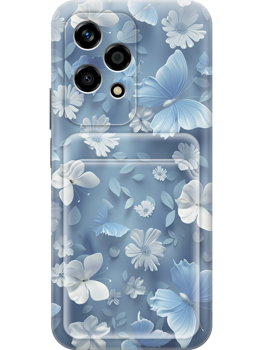 

Силиконовый чехол на Honor 200 lite с принтом с карманом для карты прозрачный 807271, Прозрачный;белый;голубой, 783979023