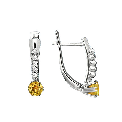 

Серьги из серебра с цитрином/фианитом Aquamarine 4408106_925_р, 4408106_925_р