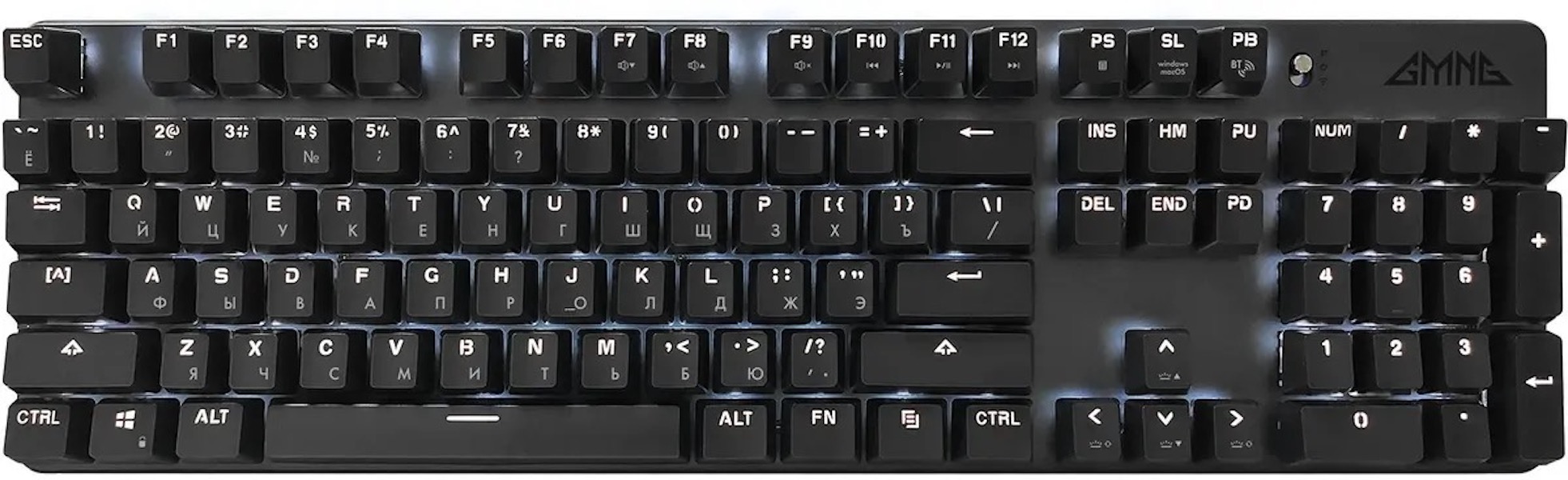 Клавиатура GMNG GG-KB785XW,  USB, Bluetooth/Радиоканал, черный серый 1901105