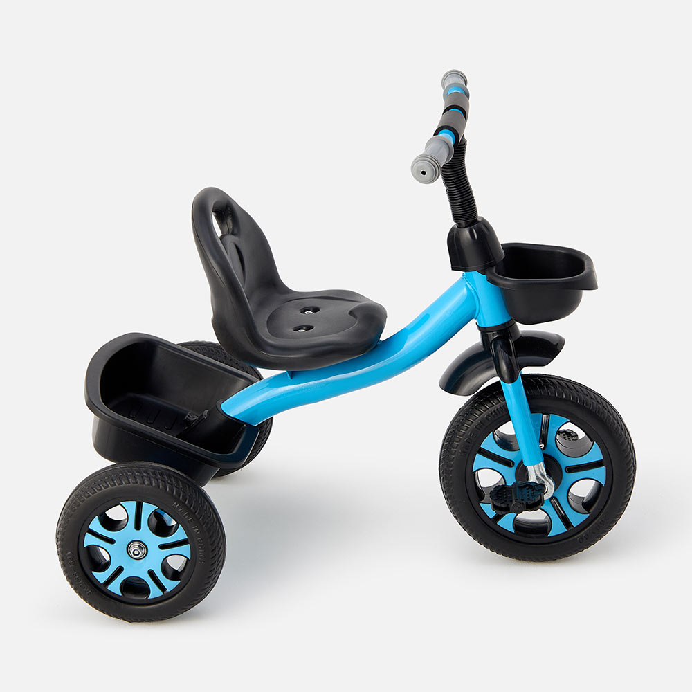 Велосипед трехколесный Potis с корзиной и багажником, голубой