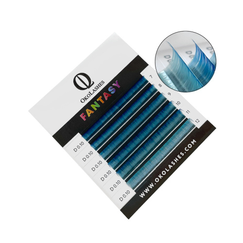 

Ресницы Oko Lashes Professional Fantasy мини бирюзово-синий M 0.10 7-12