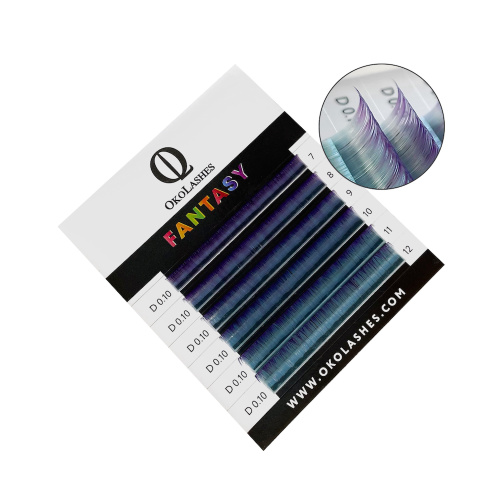 Ресницы Oko Lashes Professional Fantasy мини бирюзово-фиолетовый D 0.07 7-12