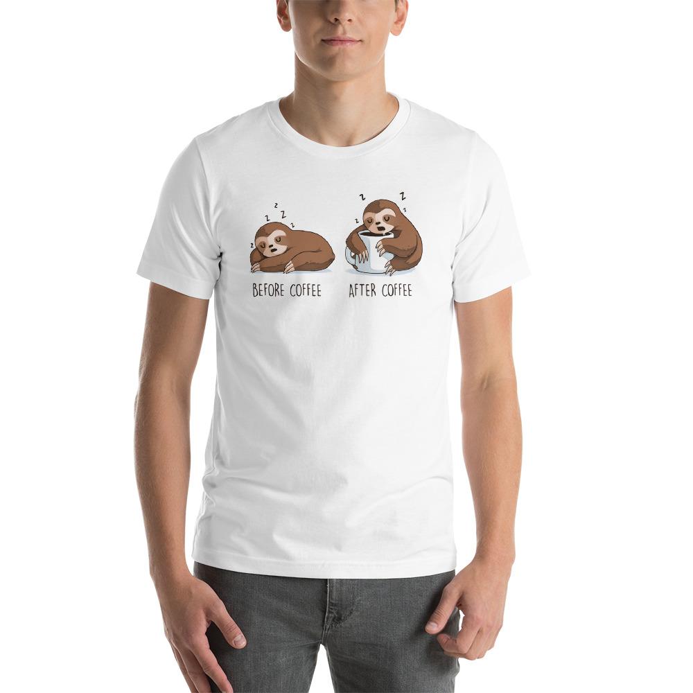 

Футболка унисекс Pigtellingent coffee sloth белая XL, Белый, coffee sloth