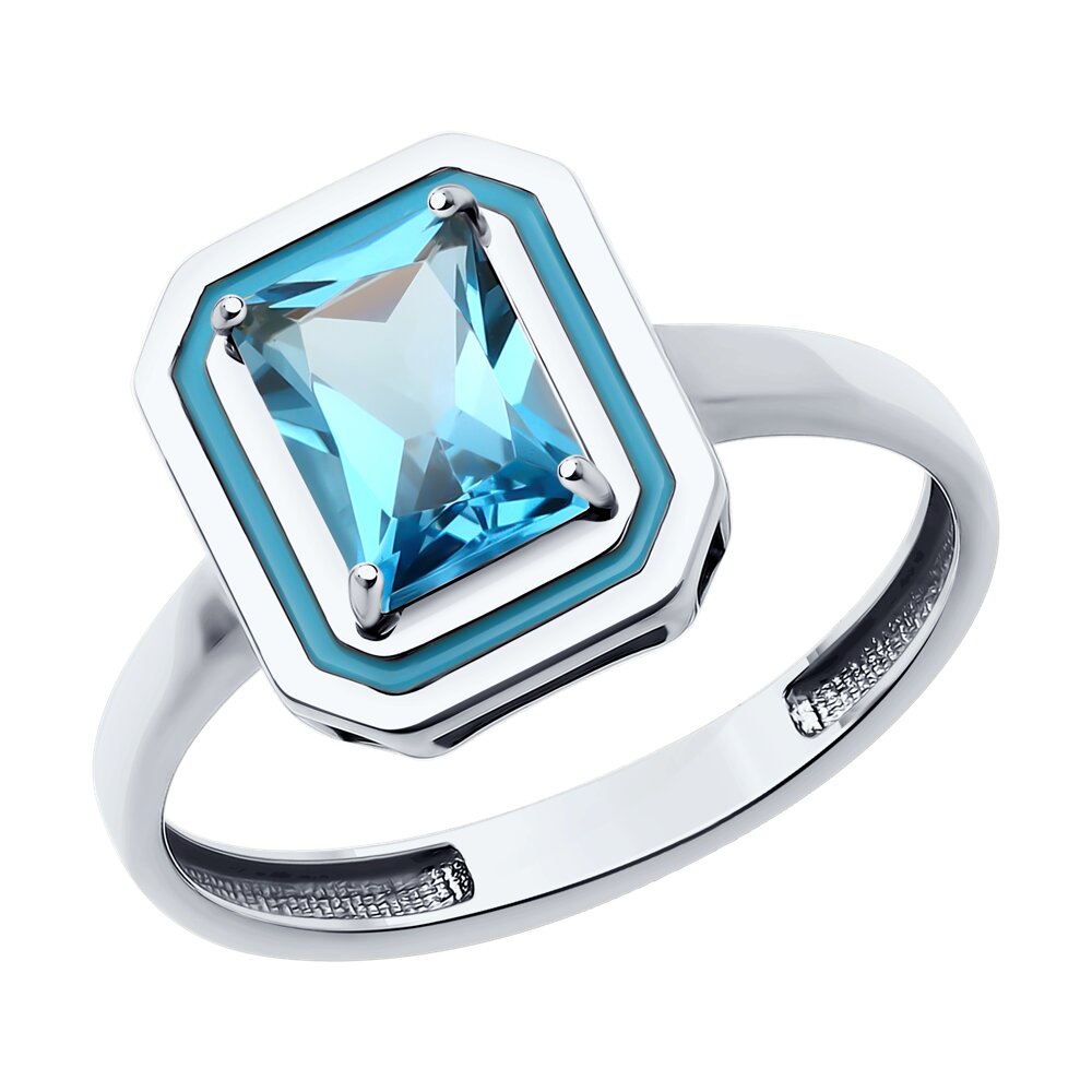 

Кольцо из белого золота р.  Diamant 52-310-02450-1, эмаль\топаз, 52-310-02450-1