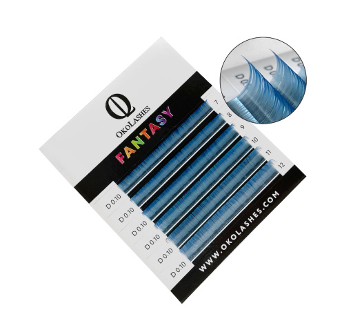 Ресницы Oko Lashes Professional Fantasy мини сине-голубой M 0.07 7-12 mix