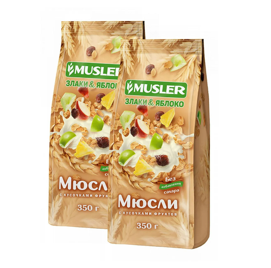 

Сухие завтраки Musler Мюсли злаки и яблоко 2 шт. х 350 г.