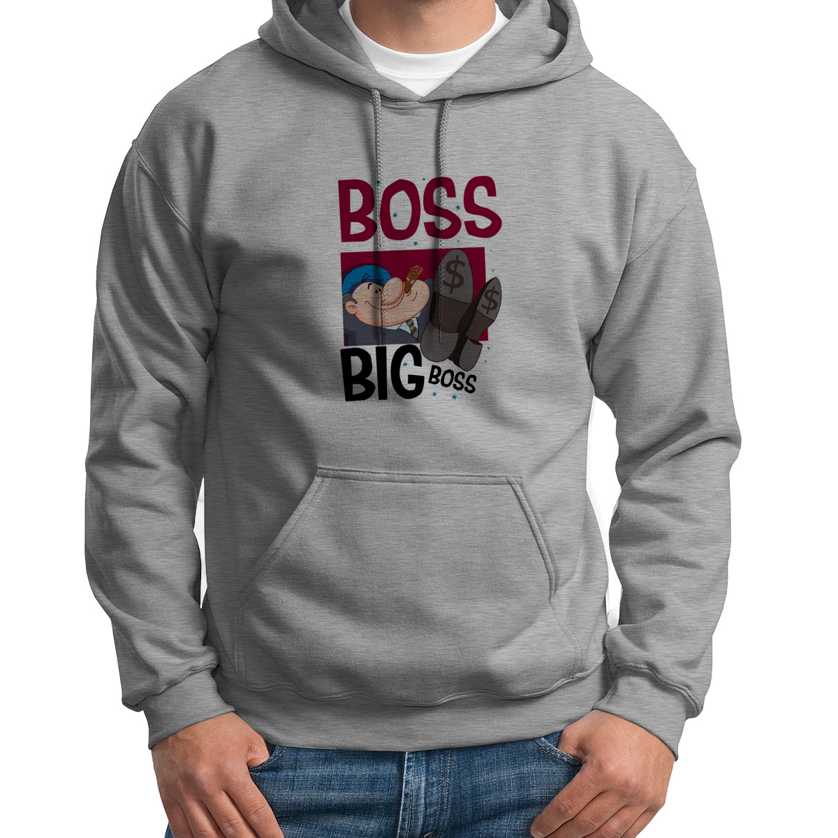 

Худи унисекс CoolPodarok Прикол Босс биг босс Boss big boss серое 48 RU, S0151673