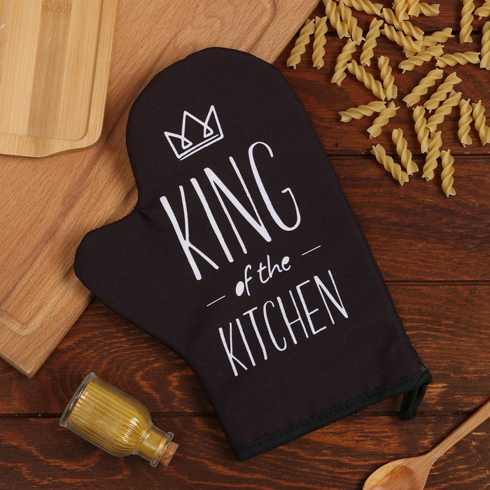 

Варежка-прихватка "King of the kitchen" 20х28см, 35% хлопок, 65% п/э, ватин 250г/м2