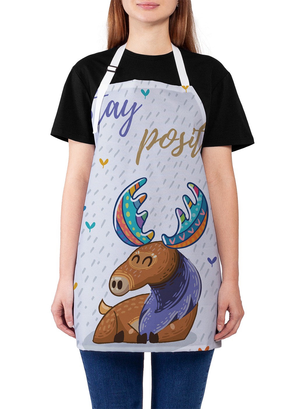 

Фартук женский JoyArty для готовки "Будь позитивным", универсальный размер, Белый