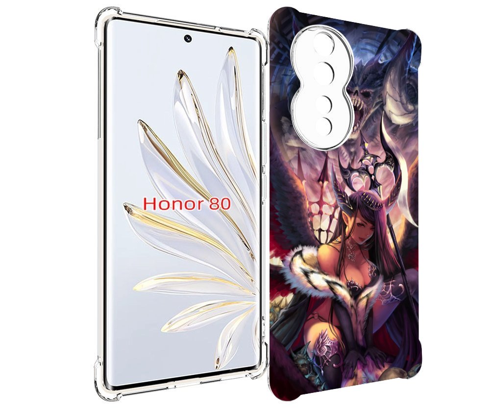 

Чехол MyPads девушка с демоном на фоне женский для Honor 80, Прозрачный, Tocco