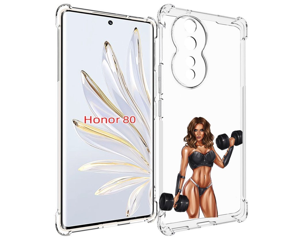

Чехол MyPads девушка с гантелями спорт женский для Honor 80, Прозрачный, Tocco