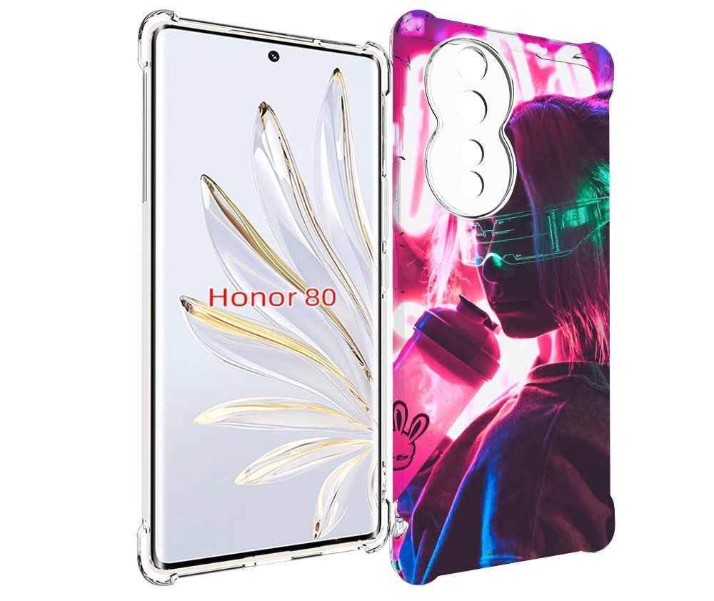 

Чехол MyPads девушка неоновый фон женский для Honor 80, Прозрачный, Tocco