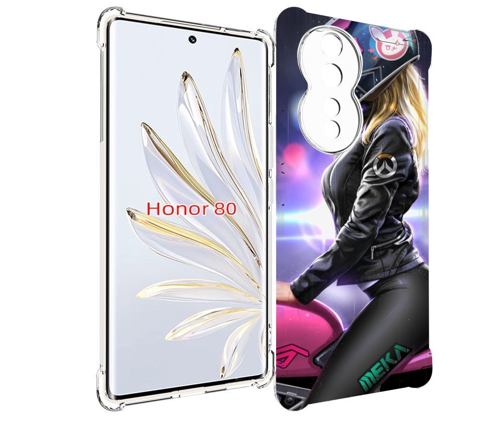 Чехол MyPads девушка на мотоцикле неон женский для Honor 80