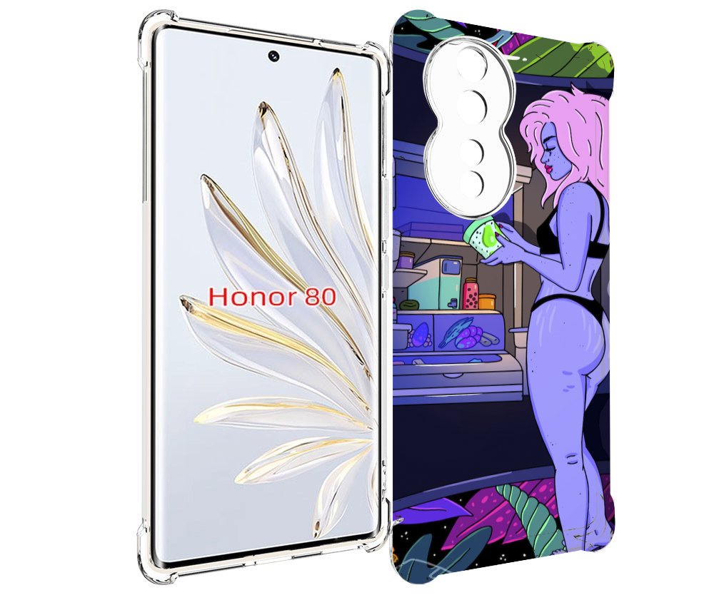 

Чехол MyPads девушка любит покушать женский для Honor 80, Прозрачный, Tocco