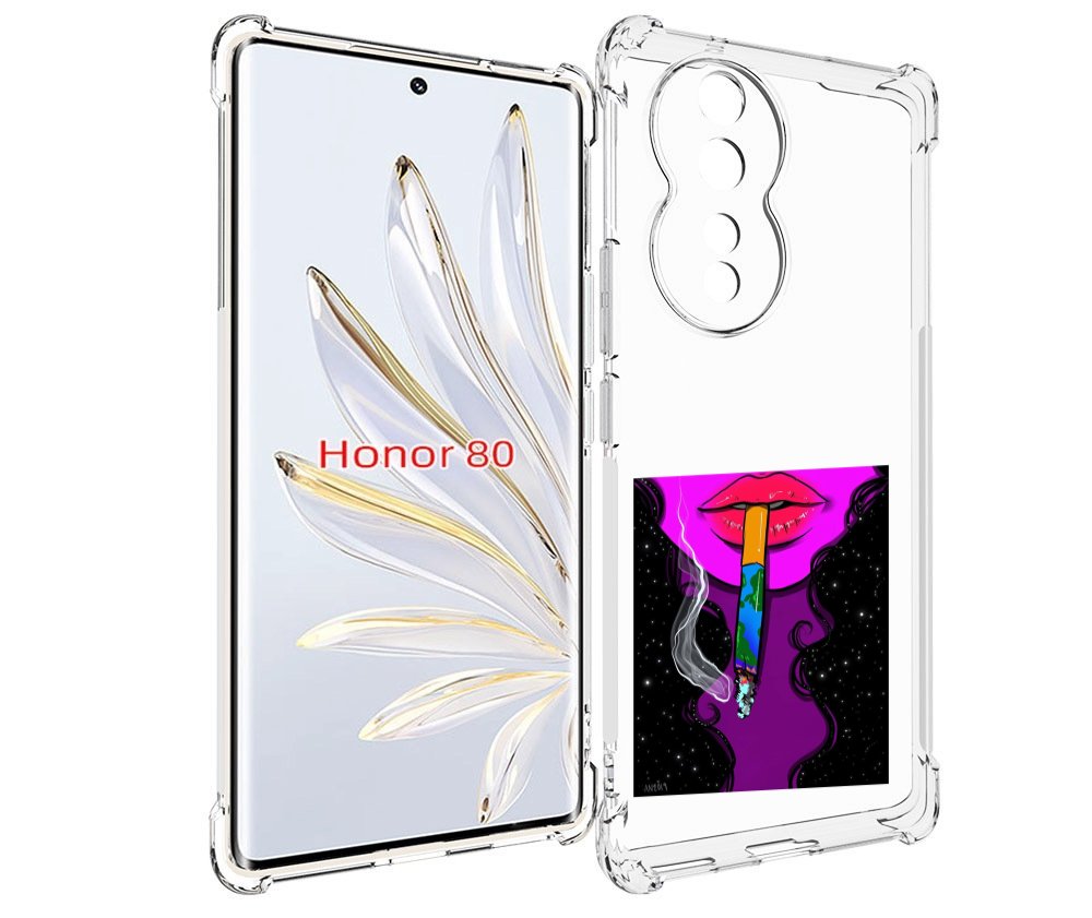 

Чехол MyPads девушка курит землю женский для Honor 80, Прозрачный, Tocco