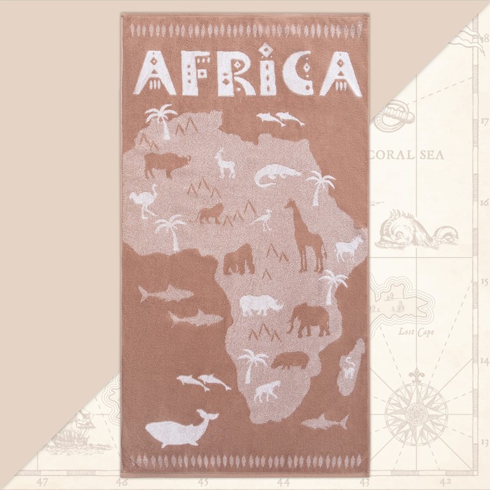 

Полотенце махровое Этель Africa, 70х130 см, 100% хлопок, 420гр/м2, подарочные