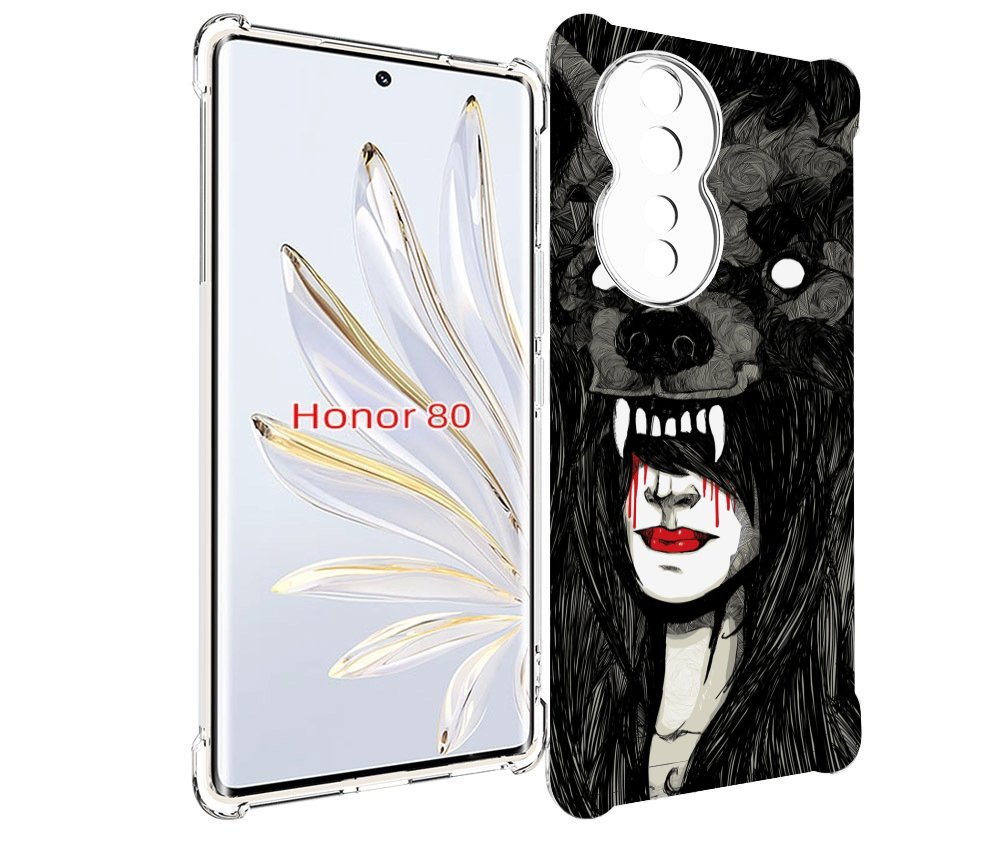 

Чехол MyPads девушка в шкуре волка женский для Honor 80, Прозрачный, Tocco