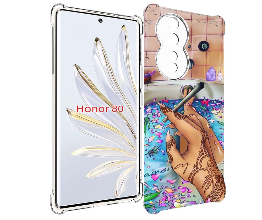

Чехол MyPads девушка в ванне женский для Honor 80, Прозрачный, Tocco