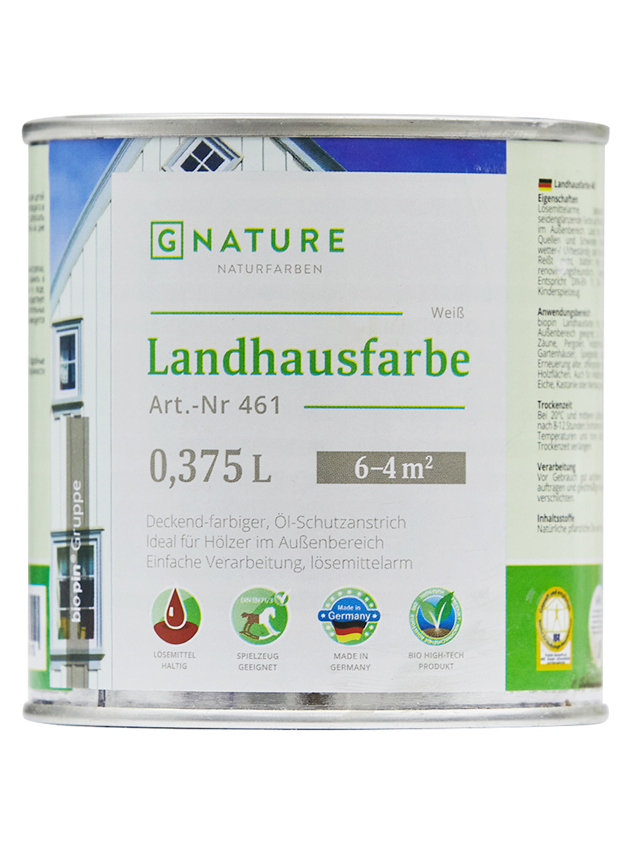 GNature 461, Landhausfarbe Краска для деревянных фасадов на основе масел и смол с УФ фильт премиум spa повязка для шеи на основе натуральных масел