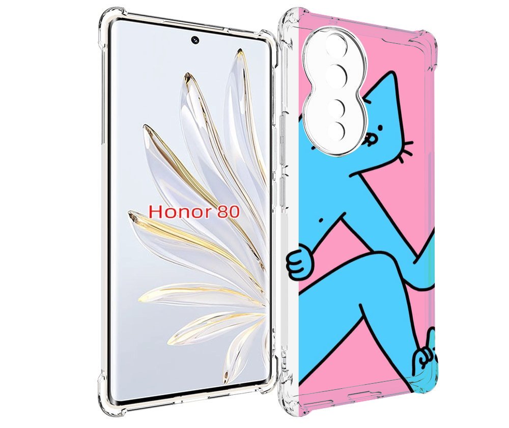 

Чехол MyPads голубой кот в дверце для Honor 80, Прозрачный, Tocco