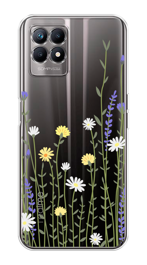 

Чехол на Realme 8i "Ромашка и лаванда", Зеленый;желтый;прозрачный, 257350-1