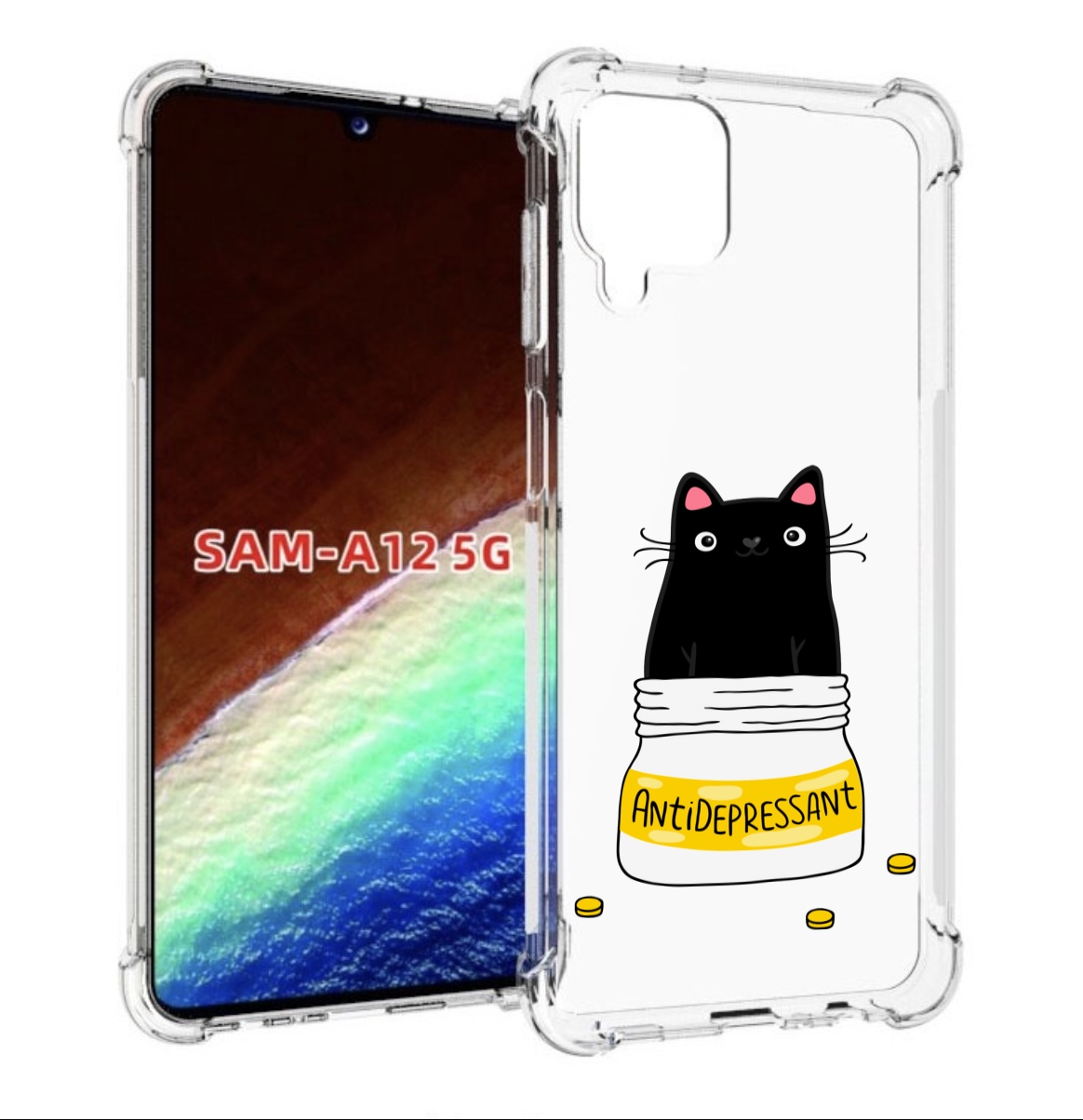 

Чехол MyPads Антидеприсан для Samsung Galaxy A12 (SM-A125F) 2020/21/A12 Nacho SM-A127F, Прозрачный, Tocco