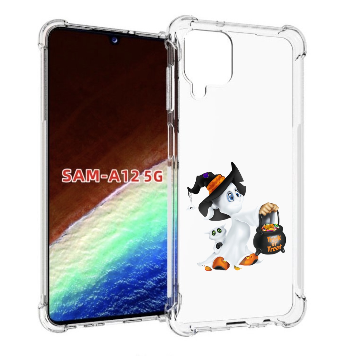 

Чехол MyPads Маленький призрак для Samsung Galaxy A12 (SM-A125F) 2020/21, Прозрачный, Tocco