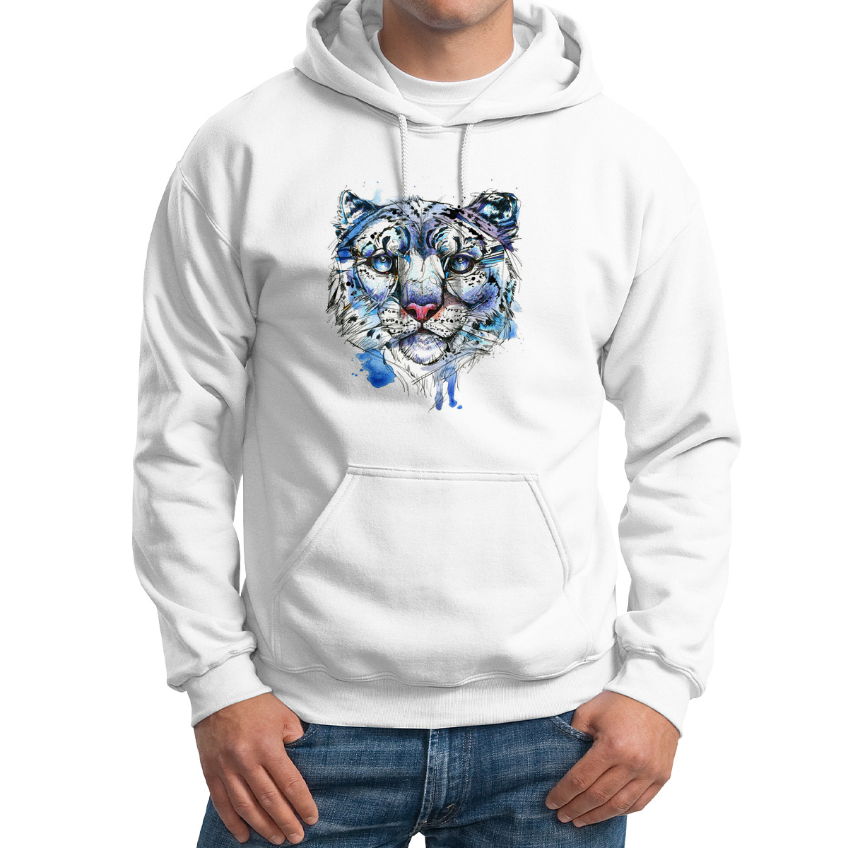 

Худи унисекс CoolPodarok Тигр рисунок карандашем арт белое 46 RU, 6M015693