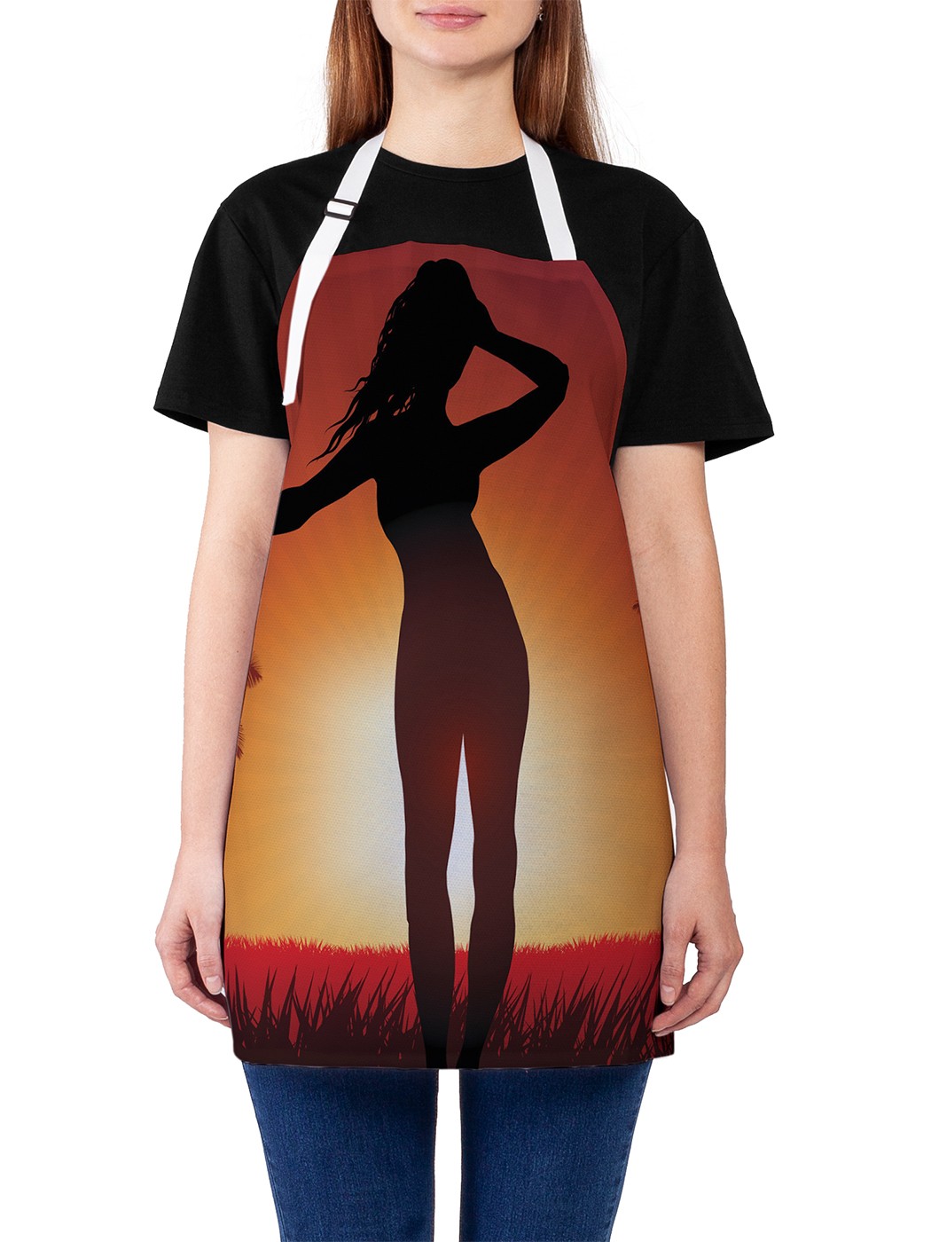 

Фартук женский JoyArty для готовки "Танцы под солнцем", универсальный размер, Белый