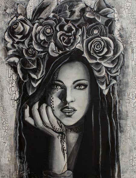 

Алмазная мозаика без подрамника Девушка и розы, 40x30 см, 56979, РА-106