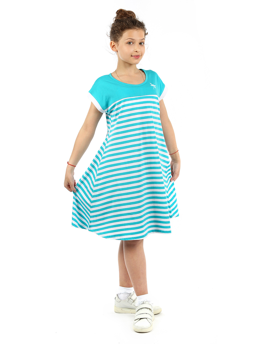 Платье детское N.O.A. 11524, голубой белый, 146