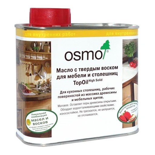 фото Osmo масло с твердым воском для мебели и столешниц topoil (0,5 л 3068 натур )