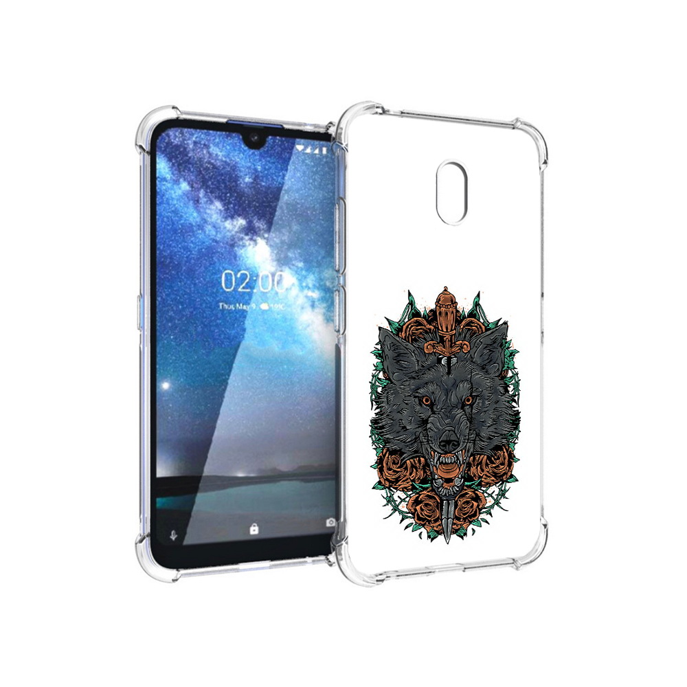 

Чехол MyPads Tocco для Nokia 2.2 красивый злой волк (PT134721.103.409), Прозрачный, Tocco