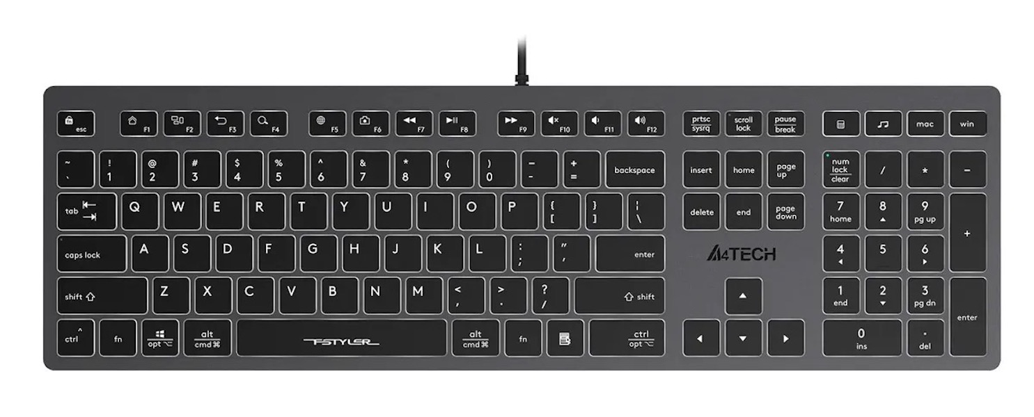 Клавиатура A4TECH Fstyler FX60,  USB, серый fx60 grey / white