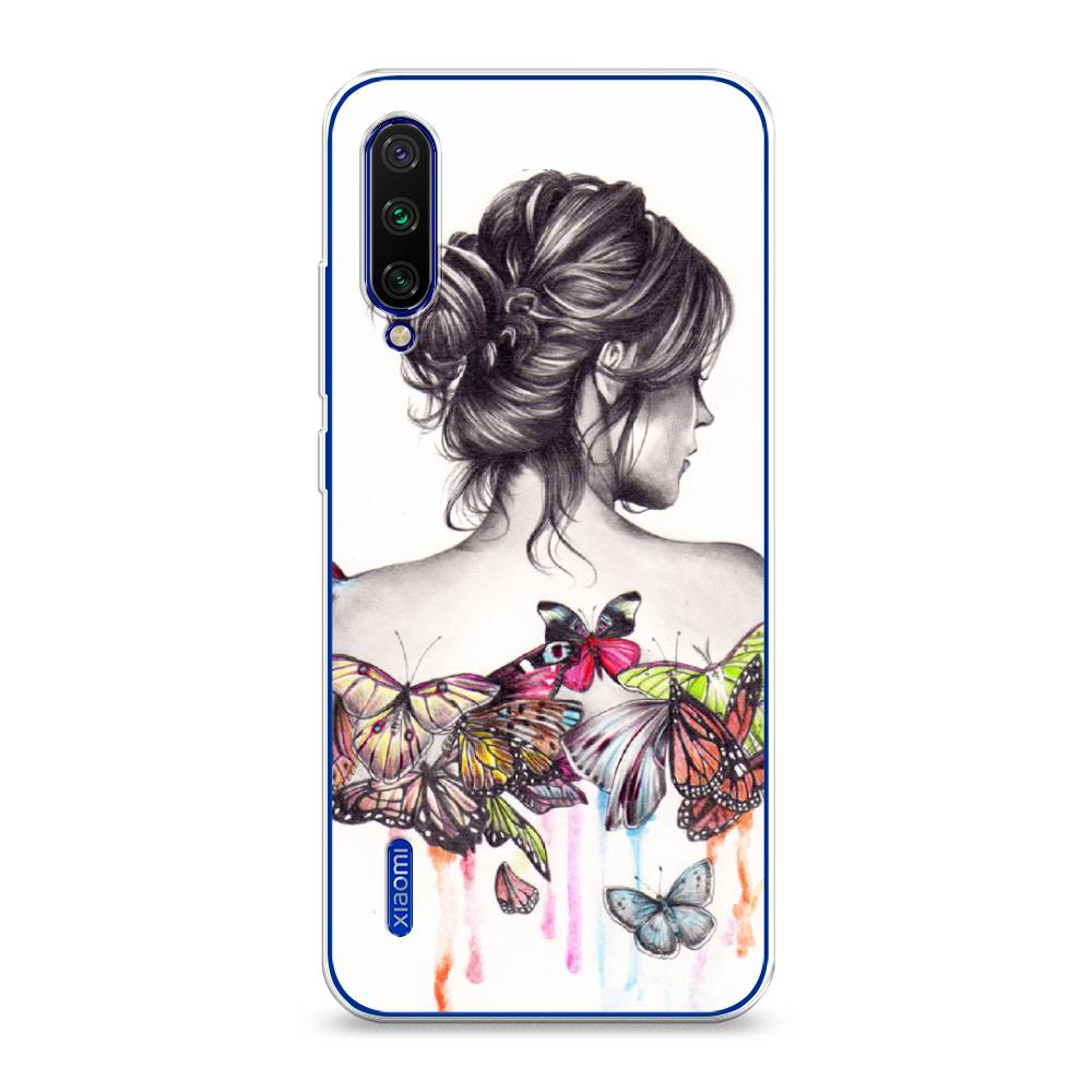 фото Силиконовый чехол "девушка с бабочками" на xiaomi mi a3 awog