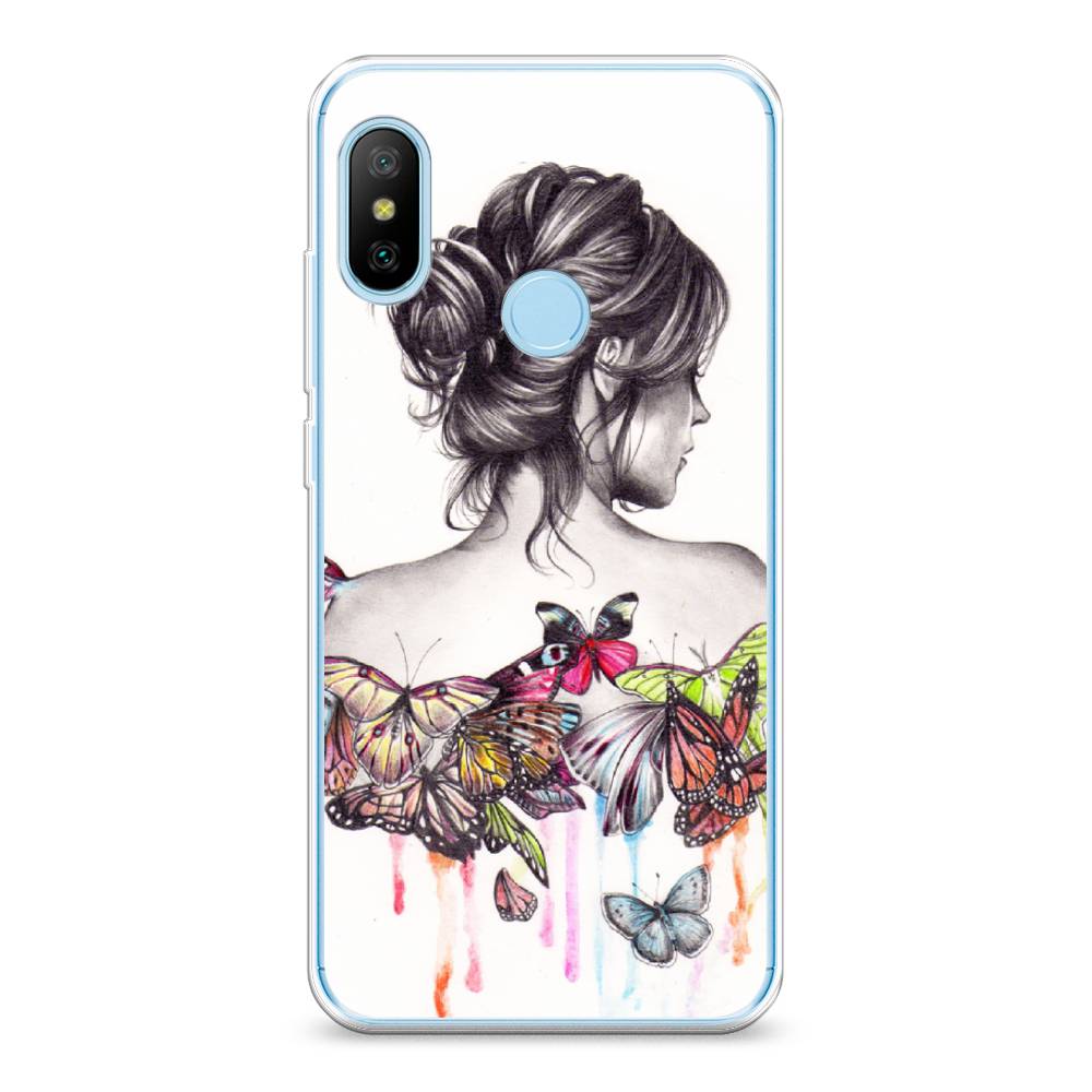 фото Силиконовый чехол "девушка с бабочками" на xiaomi mi a2 lite awog