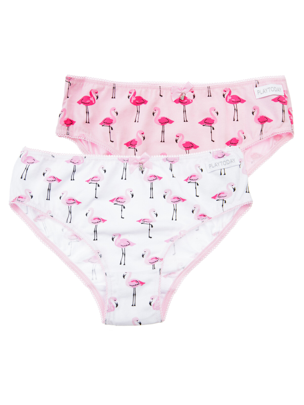 Трусы для девочек PlayToday, 2 шт в комплекте, белый,розовый,светло-розовый, 122-128