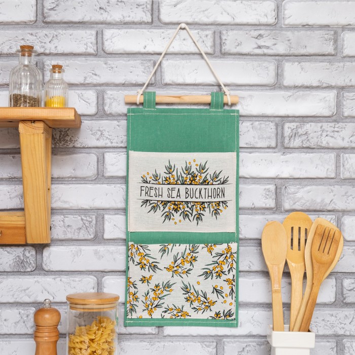 

Кармашек текстильный Этель "Fresh sea buckthorn", 41*20 см, Белый;зеленый, Berry garden