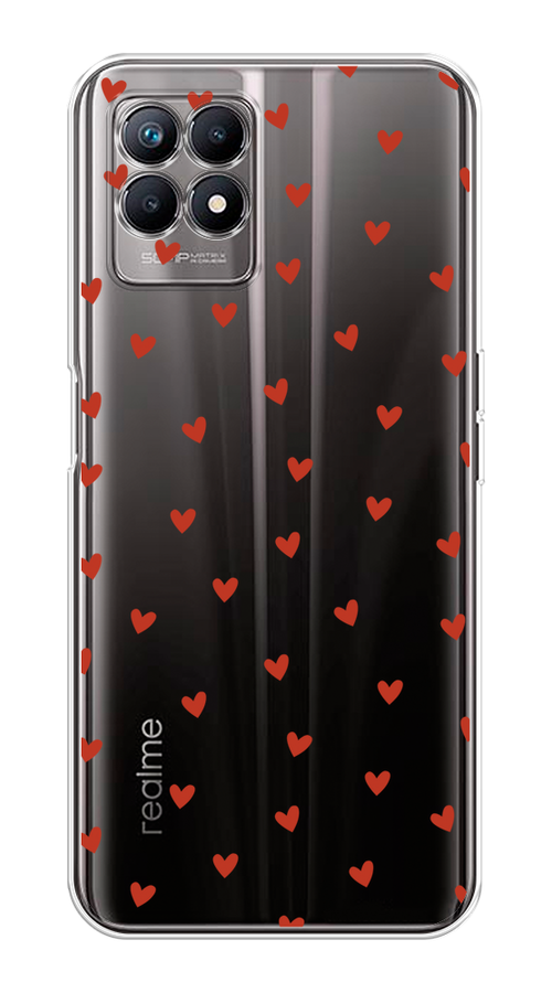 

Чехол на Realme 8i "Red hearts", Красный;прозрачный, 257350-1