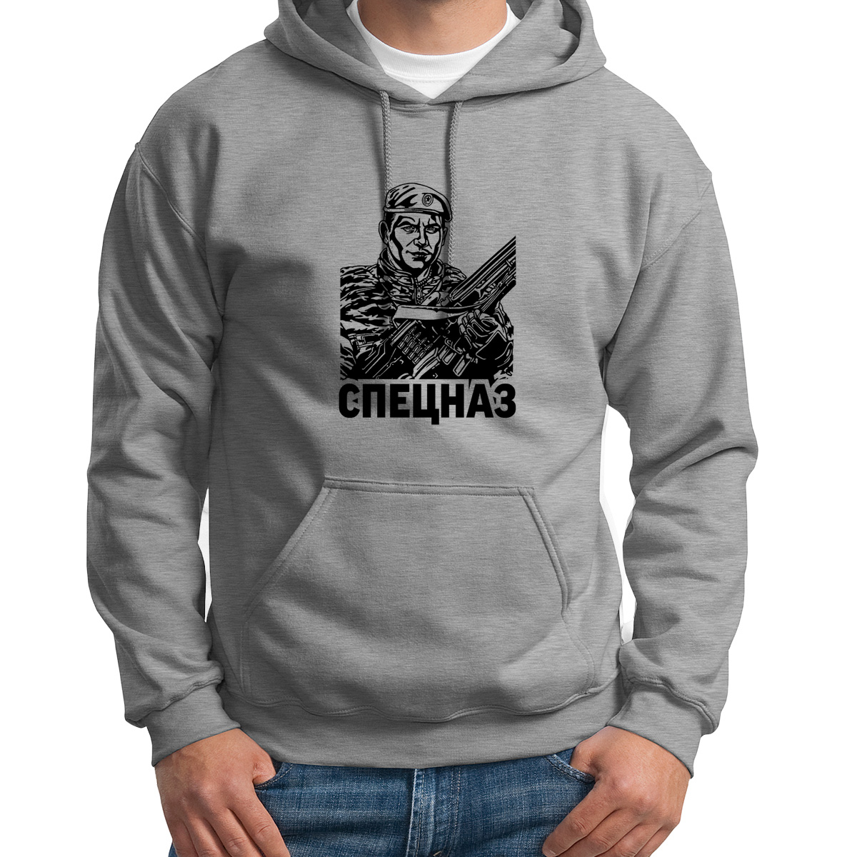 

Худи унисекс CoolPodarok Спецназ серое 52 RU, Серый, S0113569